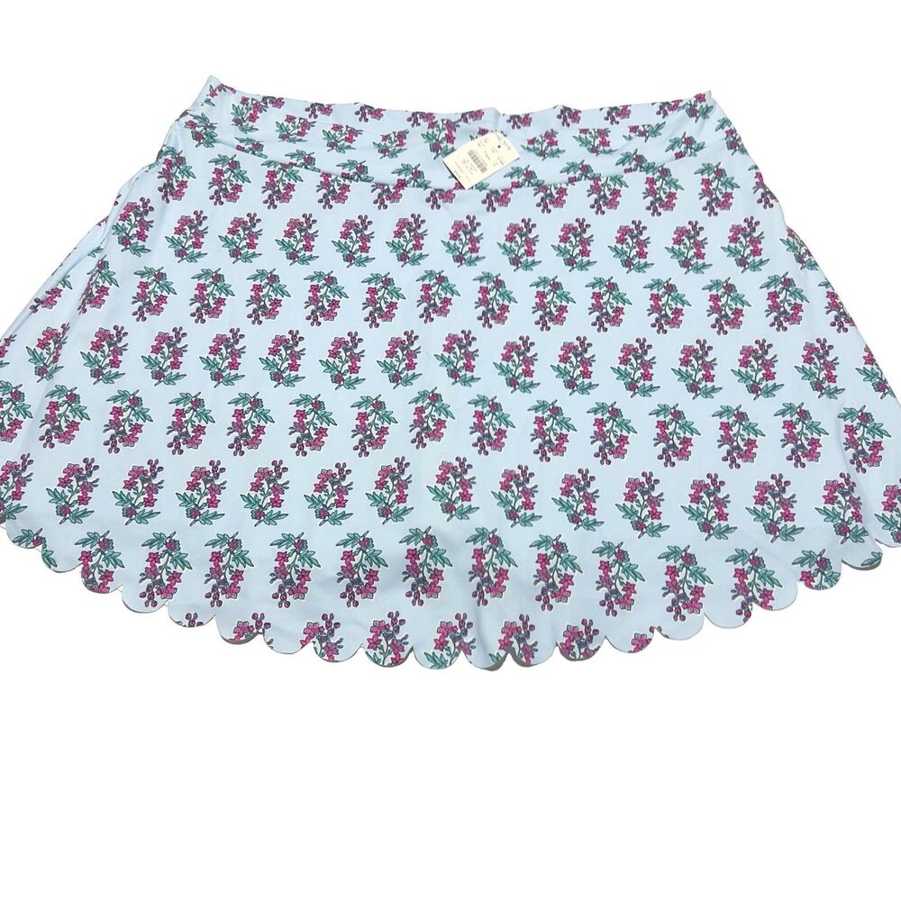 J. Crew Factory Blue Floral Printed Scalloped Hem Active Skort Size 3X NWT